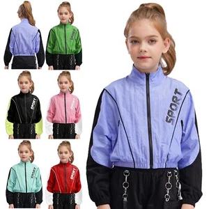 Girls Jacket Sports Sweatshirts Collar Undershirts Gym Blouses Sportwear Stand - Picture 1 of 70