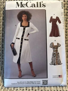 McCall's Muster M8434 MISSES STRICKKLEID Einstecktuch Ausschnitt Knöpfe Modest Flare - Bild 1 von 2