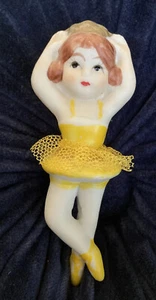 Antik Vintage Frozen Charlotte gelb Ballerina Tanz Tutu - Bild 1 von 7