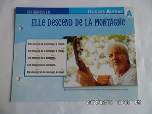 CARTE FICHE PLAISIR DE CHANTER HUGUES AUFRAY ELLE DESCEND DE LA MONTAGNE - Picture 1 of 1