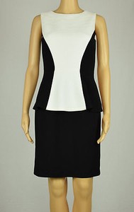American Living Womens Black White Colorblock Peplum Dress 2