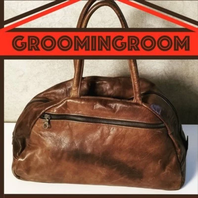 Bolsa de mão de viagem Y2K couro marrom desgastado Dr's por desgner Jas M.B. Londres  - Imagem 1 de 4