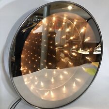Vintage Infinity Mirror Lamp Mid Century Prop Chrome Light Disco Round 12"