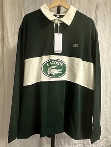 Lacoste Loose Fit Rugby Polo Shirt With Large Logo - Green - Size 6 / XL - NWT - Picture 1 of 8