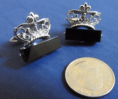 SWANK GEMELOS BARRA CORONA Y NEGRO Elegante ESTADO Foto 1 de 4