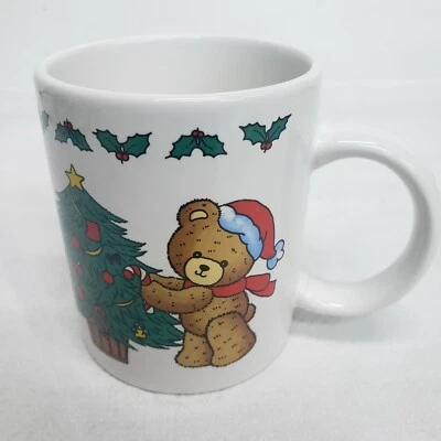 Christmas Tree Teddy Bear Coffee Cup Mug Red White Green Hot Chocolate Mug  - Изображение 1 из 4