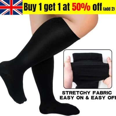 Plus Size Compression Socks Unisex 20-30 mmHg Wide Calf Extra Large Flight Socks - Image 1 of 4