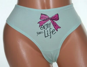 Green Bikini Panty A Pink & Black Dotted Bow, Enjoy Your Life & Black Dots - XL - Bild 1 von 2