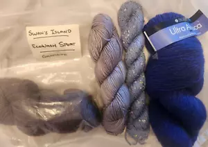 Lot of 4 mixed, Ultra Alpaca, Peruvian Wool 2 Unknown Skeins Blues - Picture 1 of 6