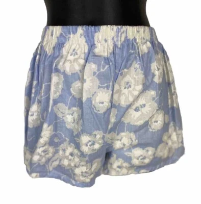 Vintage Swim Shorts Women's 80s Trunks NWOT Cobblestones Floral Lined Lite Blue - Image 1 of 4