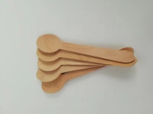 Disposable Wooden Dessert Spoon Kitchen Cutlery 5 Spoons Eco Friendly Handmade - Picture 1 of 6