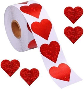 Pegatinas de corazón Red Holo Look etiquetas álbum de recortes amor - Imagen 1 de 2