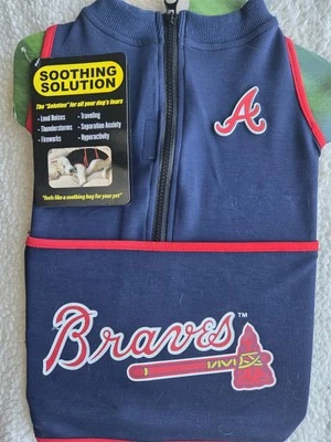 MLB Atlanta Braves  Pets Soothing Solution Vest Dog Anxiety Shirt Large. - Image 1 of 4