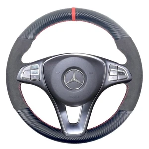 Hand-Stitched Steering Wheel Wrap for Mercedes Benz C W205/CLA C117/CLS C218/... - Picture 1 of 9
