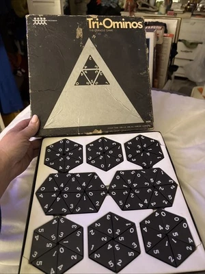VTG Complete Box Tri-Ominos Pressman 1968 Triangular Domino Game Triominos 4420 - Image 1 of 4