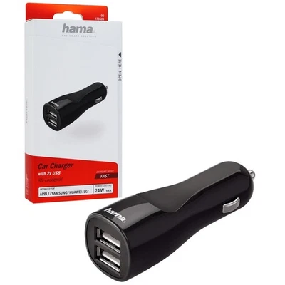 Hama Dual KFZ Lader 4,8A USB Ladegerät 12V 24V Lade-Adapter für Tablet PC iPad - Bild 1 von 4