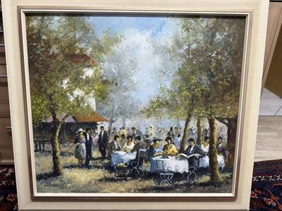 Christian Jereczek Cafegarten Ölgemälde Unikat  - Bild 1 von 4