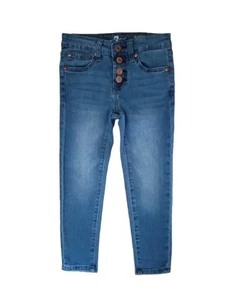 7 For All Mankind SFAM Girls Size 7 The Ankle Skinny A Pocket Jeans Medium Wash - Picture 1 of 7