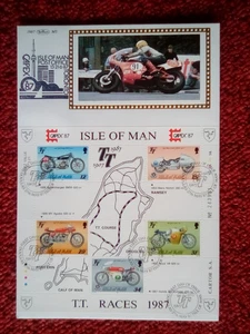 IOM ISLE OF MAN BENHAM FDC 1987 M5 TT 1907-1987 SHEET DOUGLAS P/M CAPEX CACHET - Picture 1 of 1