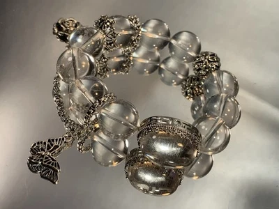 Top Grade Huge Natural Clear Crystal Bracelet 15.2mm Beads - Image 1 of 4