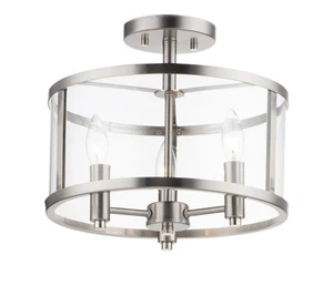 Maxim 25250CL Sentinel 3 Light 13"W Semi-Flush Ceiling Fixture - Nickel - Picture 1 of 11