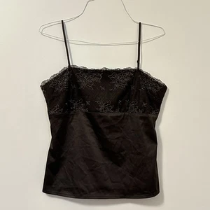 New York & Co Camisole Top L Baby Doll Y2K 90’s Fairy Whimsical Brown Satin Vtg - Picture 1 of 7
