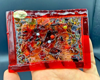 MURANO Venetia Arte Vetro Hand Blown Fused Millefiori Glass Pin Card Ashtray - Image 1 of 4