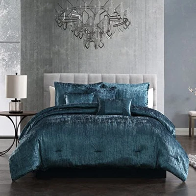  Turin Comforter Set, 7-Piece Set Queen Blue - Image 1 of 4