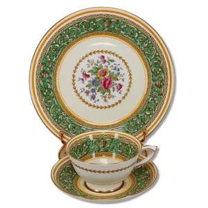 Paragon Corinthian Green Tea Cup Saucer 8" Luncheon Dessert Plate trio 1920's - Picture 1 of 4