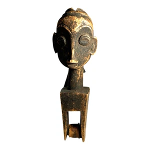 Antique African Baule Hand-Carved Wooden Heddle Pulley - Collectible Tribal Art - Picture 1 of 13