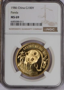 1986 Gold Panda 1 oz. 100 Yuan NGC MS69 - Picture 1 of 2