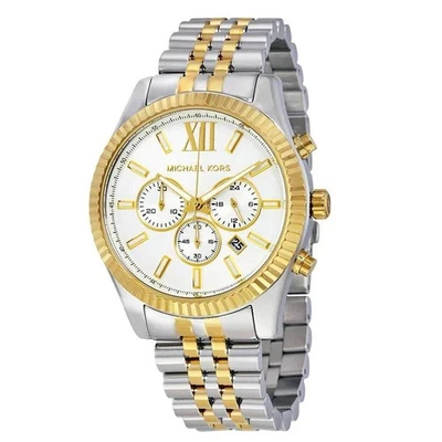 Reloj Michael Kors Original MK8344 Para Hombre Lexington Dos Tonos Esfera Plateada Cronógrafo Foto 1 de 4