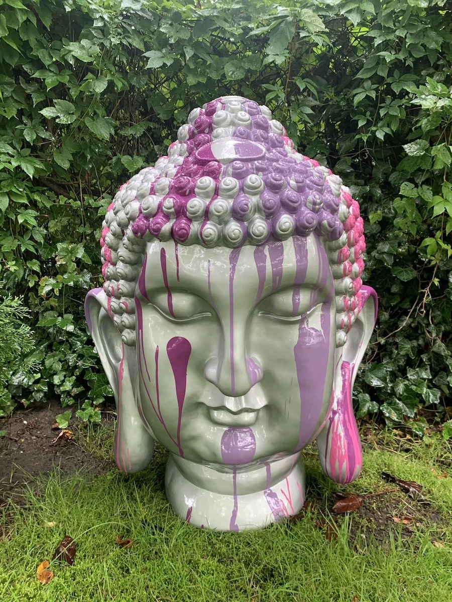 Buddha Steinfgur Aus Steinguss, Handbemalt, 25 Cm Hoch, Frostfest | Gartenfigur Deko Innen & Außen