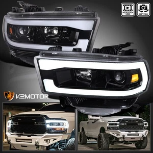 Jet Black Fits 2019-2024 Dodge Ram 2500 3500 Projector Headlights Lamps LED Tube - Picture 1 of 12