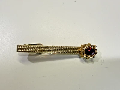 Vintage Gold tone with Red stone Tie Clip/Bar - Image 1 of 3