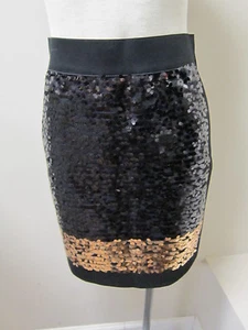 DKNYC Sequined Pencil Skirt Black/Gold Size 0 NWT $225 - Picture 1 of 1