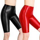 SATIN Glanz Leggings Shorts Kurze Yoga Kurzhose Fitness Leggins Sporthose Damen