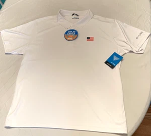 Herren XL Columbia PFG Terminal Tackle US Flagge weiß Polo Angeln Shirt, UPF50 - Bild 1 von 2