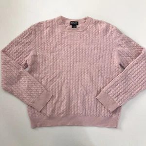 2 Kirkland Two-ply Cashmere Sweater L Large Pink Cable Knit Crewneck Crew - Picture 1 of 16