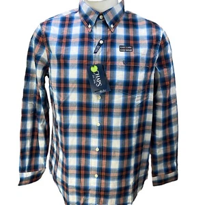 CHAPS Easy Care Button Down Lightweight Plaid Blue Red Long Sleeve Size L S12 - Picture 1 of 10