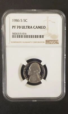 1986 S PF 70 ULTRA CAMEO Proof Jefferson Nickel NGC 5c - Flawless Coin - *RARE* - Image 1 of 2