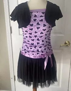 Extremely Me Girls Dress Size 14/16 Black Purple Heart - Picture 1 of 5