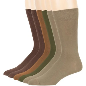 Men's Cotton 6 Pack Dress Socks L/XL Black Brown Khaki Navy Grey Beige Burgundy - Picture 1 of 187
