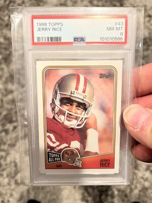 1988 Topps Jerry Rice 49ers #43 PSA 8 - Image 1 of 2
