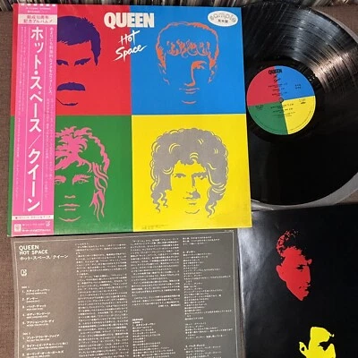 Promo QUEEN Hot Space JAPAN LP RECORD P-11204 w/ OBI + INSERT Freddie Mercury - Image 1 of 4