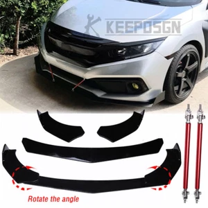 Front Bumper Lip Spoiler Splitter + Strut Rods For Honda Accord 8th 9th 10th Gen - Picture 1 of 12