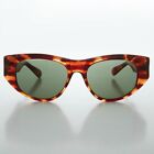Vintage Turtle Brown Sunglasses Rectangular Cat Eye Frame - Marion