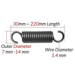 With Hook Extension Tension Spring Wire Dia 1.4mm Springs Steel Various Sizes - Picture 1 of 2