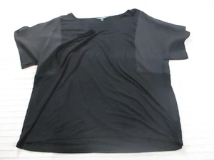 Ralph Lauren Womens Shirt 1X Black V Neck Short Sleeve Lightweight Solid Viscose - Picture 1 of 11