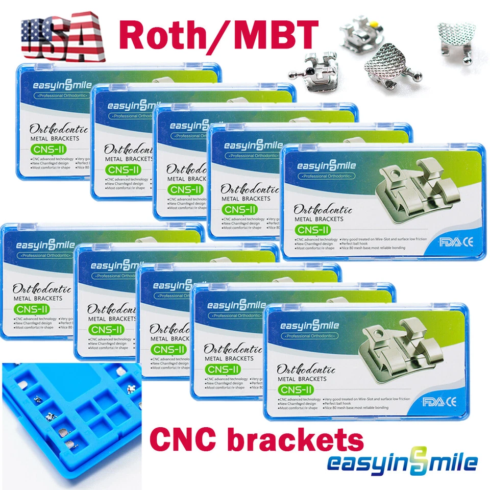 Brackets de ortodoncia dental EASYINSMILE 10 paquetes MINI Roth/MBT 022 345 gancho Foto 1 de 4